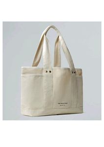 Sac de voyage minimaliste beige avec double sangle et rivets métalliques, toile de coton épaisse, écologique, réutilisable, sac de transport quotidien - Product Image 2