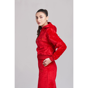 Chándal con capucha y cremallera de felpa informal para mujer - Product Image 3