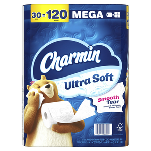 Charmin-Ultra Soft 30 Count Mega Roll papier toilette 244 feuilles par rouleau fort et jetable lavable - Product Image 4