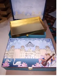 custom made Ganesh theme wedding invitation card boxes with inserts for chocolates and gifts ideal for wedding stationers