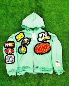 Nouveau design, sweat à capuche en molleton camouflage personnalisé avec fermeture éclair, strass, effet usé, patchwork de haute qualité, vente en gros, sweat à capuche pour homme - Product Image 5