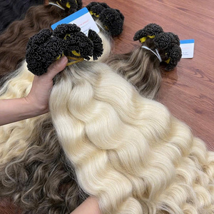 Venta al por mayor doble dibujado U punta rizado Rubio vietnamita Remy extensiones de cabello queratina punta suave cabello teñido con procesamiento químico - Product Image 3