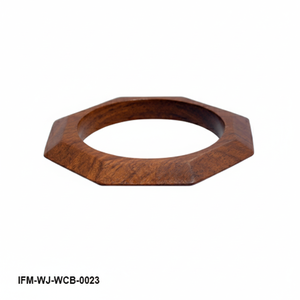 Handcrafted Hexagon Wooden Bangle Natural Brown Wood Geometric Statement Bracelet Minimalist Chunky Faceted <b>Wristband</b> for Women - Product Image 4