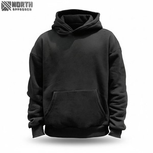 Sudadera con capucha holgada de algodón 100% pesado con estampado de la mejor calidad sin cuerda Sudadera con capucha de lana de gran tamaño con logotipo personalizado - Product Image 3
