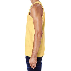 Custom 100% Cotton Breathable Sleeveless <b>Gym</b> <b>Vest</b> Yellow Fitness Bodybuilding Muscle Tank Top for <b>Men</b> - Product Image 3
