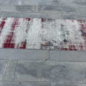 Vintage Turkish <b>Runner</b> Rug 2.7x10.2 ft, <b>Red</b> Floral Rug Wool - Product Image 4