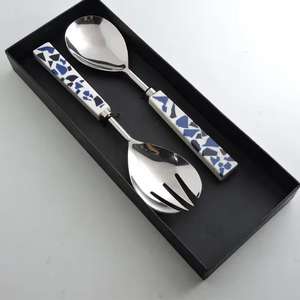 Nouveauté Outils de cuisine personnalisés Ensemble de couverts à salade en bois avec manche en laiton Ensemble cuillère fourchette décorative de service - Product Image 4