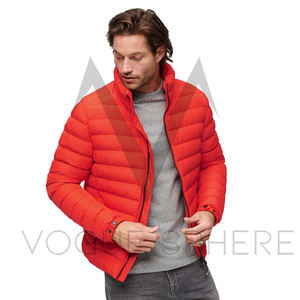 Chaquetas acolchadas de invierno con logotipo frontal personalizado cálidas para hombre, cuello levantado de lona, transpirables para exteriores - Product Image 2