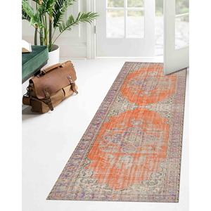 Tapis de couloir bohème orange : Tapis d'entrée de style vintage, avec poils doux - Product Image 1