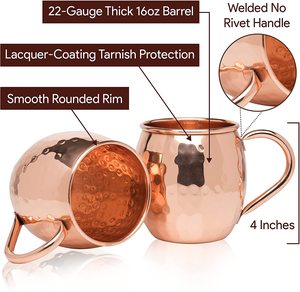 Handmade <b>Copper</b> Moscow Mule Mug Brass <b>Handle</b> Barrel Design Restaurant Bar Glasses Hammered Wine Drinkware Manufactured India - Product Image 6