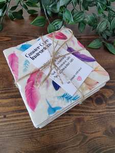 Sous-verres en marbre à plumes colorées, sous-verres rustiques pour la décoration de la maison - Product Image 2