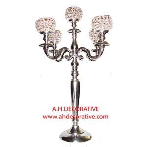 Centre de table de mariage Candélabres faits à la main en métal blanc enduit de poudre Candélabres décoratifs design vintage pour la maison de Noël - Product Image 3