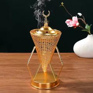 Beau brûleur d'encens arabe Bakhoor de concepteur en métal brûleur d'encens exquis de Dubaï avec le support de brûleur d'encens quotidien de couvercle - Product Image 6