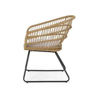 Silla de comedor de mimbre para exteriores Bohemia con asiento de cojín de ratán elegante para el hogar, oficina, patios, jardines, balcones - Product Image 5