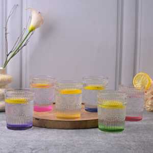 Juego de 6 Vasos de Vidrio Texturizado Multicolor con Diseño Floral Moderno, Aptos para Lavavajillas, para Fiestas, Bodas y Regalos - Product Image 2