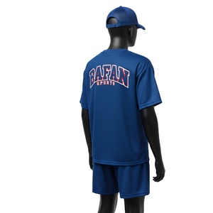 High Quality Polyester Mesh Men Shorts Set GSM Lightweight Navy Blue Training Outfit With Custom <b>Heat</b> Transfer Logo men's sets - Product Image 5