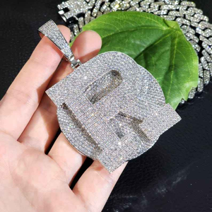 Collar con Colgante de Letra de Diamante Moissanite de Lujo, Chapado en Plata, con Incrustaciones de Diamantes, Joyería Hip Hop - Product Image 5