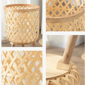 Top 2023 Pots de fleurs en bambou du Vietnam artisanaux uniques avec pieds en bois pour votre balcon - Product Image 4