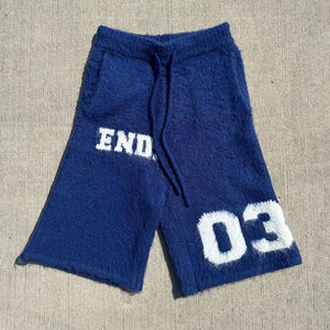 Ropa informal personalizada sólida ecológica 100% pantalones cortos de algodón pantalones de gran tamaño con cordón ropa de calle esponjosa Fuzzy Kinit hombres - Product Image 5