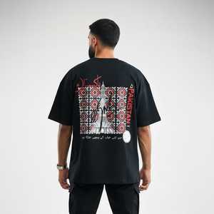 T-shirt pour homme Minar-e-Khwaab Easah X Gai (noir) en jersey 100% coton respirant avec graphismes brodés, matière Drifit - Product Image 1