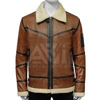 Veste en cuir pour homme en peau de vache doublée de fourrure, col montant, logo frontal, écologique, respirante, personnalisable, vente en gros OEM