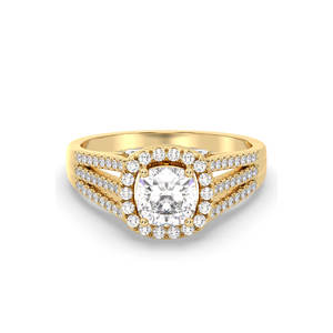 REYES Meilleure vente Bague de fiançailles Halo en or massif 14K HPHT CVD en diamant cultivé en laboratoire Anniversaire de mariage Bijoux fins pour les fêtes - Product Image 2