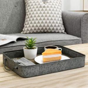 Ensemble de 3 plateaux de service galvanisés au design antique avec poignée en bois forme et taille personnalisées pour décor de cuisine de ferme - Product Image 6