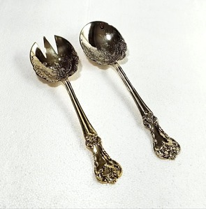 Ensemble de saladier en métal de créateur avec poignée en laiton, ustensile de service élégant pour la salle à manger, ensemble de vaisselle moderne - Product Image 2