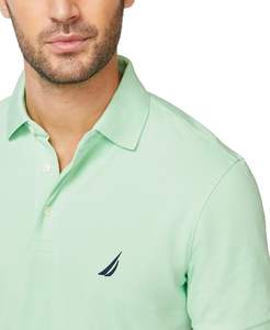 Polo pour homme en piqué de coton extensible solide à manches courtes Col polo 100% coton avec une patte de boutonnage sportive - Product Image 2