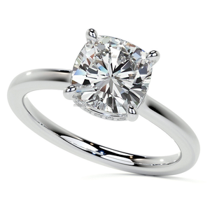 Bague solitaire élégante en argent avec diamant moissanite taille coussin, certifiée par un testeur de diamants, sertie à griffes - Product Image 4
