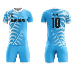 Conjuntos de camisetas de uniforme de fútbol de sublimación con cuello en V transpirable de alta calidad profesional para adultos con nombre y número personalizados - Product Image 4