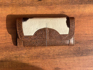 Nouveau Western fait à la main Hairon fourrure sculpture pochette en cuir femmes conçu Offre Spéciale marron en relief élégant coque de téléphone portefeuille spacieux - Product Image 2