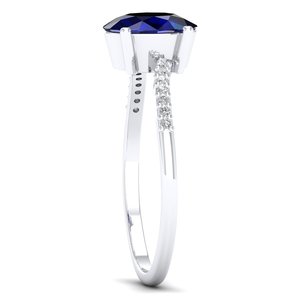 Bague solitaire REYES personnalisée en argent sterling 925 avec moissanite certifiée GRA, taille ovale, 1,25 ct, saphir bleu, bijoux - Product Image 3