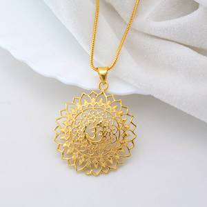 Colgante de Mandala Om de latón religioso hecho a mano para mujer, joyería espiritual chapada en oro, joyería de Festival al por mayor - Product Image 3