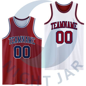 Personalizado Reversible Baloncesto Traje Jersey Sublimación de doble cara Granate Blanco-Oro Transpirable Tallas grandes Impreso - Product Image 4