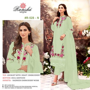 Designer Georgette Salwar Kameez avec broderie Tenue indienne élégante pour les adultes Célébration de l'Aïd Achats en ligne en Inde - Product Image 4