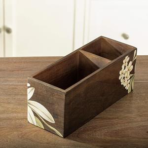 Wooden Cutlery Box Enamel Printed Cutlery Box Kitchen <b>spoon</b> fork holder Dining <b>Table</b> Wooden Cutlery stand flatware stand - Product Image 3