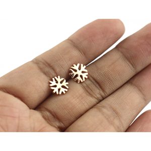 14K ต่างหูเม็ดกลมเกล็ดหิมะสีทองอินเทรนด์โรสไวท์เหลืองชุบทอง18K สำหรับของขวัญที่ได้รับการรับรองจากการหมั้น - Product Image 4