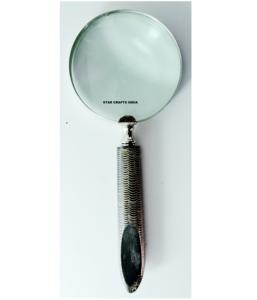 Antique Brass Handle Magnifier 10X Handheld Magnifying <b>Glass</b> Lens Fine Print <b>Reading</b> Glossy Finished Decorative Magnifying <b>Glass</b> - Product Image 4