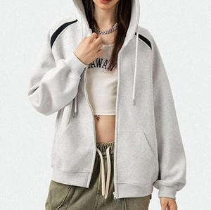 Sudadera con capucha recortada con cremallera para hombre Heavyweight 100% algodón Cremallera completa Cremallera doble Cremallera Ups para ropa de calle de invierno - Product Image 3