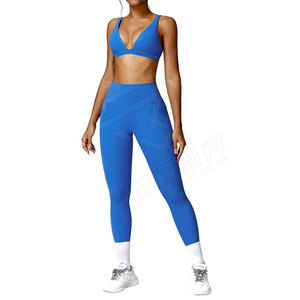 Conjunto de yoga para mujer de talla grande al por mayor, ropa deportiva profesional, Top y mallas personalizados, ropa deportiva transpirable ecológica de 2 piezas - Product Image 1