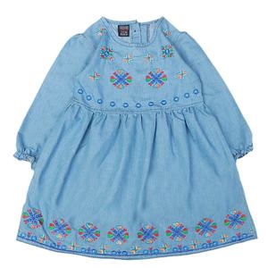 ชุดเดรสยีนส์ปักลายสำหรับเด็กผู้หญิง - สีฟ้าอ่อน - Product Image 4