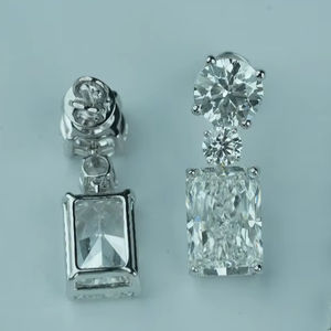 Pendientes de diamantes de moda chapado en oro blanco y rosa IGI certificado para fiesta de boda o regalo - Product Image 1