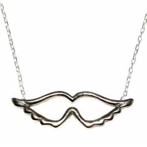 Collar de Plata de Ley 925 con Alas de Ángel, Perla de Agua Dulce, Circonita, Baño de Rodio, Forma Geométrica, Oro Rosa, Tema Cristiano - Product Image 3