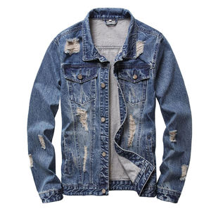 Veste en jean d'hiver pour homme personnalisée avec col montant, fermeture à boutons en corne, impression au dos - Product Image 1