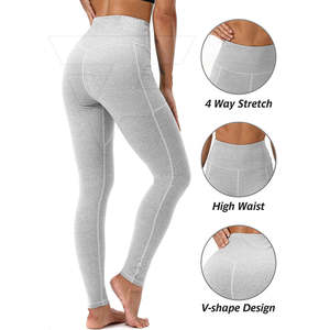 กางเกงออกกำลังกายเอวสูงสำหรับผู้หญิงเลกกิ้งผ้าสแปนเด็กซ์โพลีเอสเตอร์ปรับแต่งโลโก้ได้ตามต้องการพร้อมแถบรัดเอวยางยืดและลายพื้น - Product Image 4