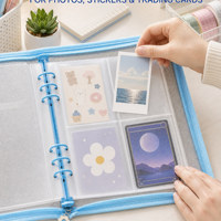 Carnet à spirales A5 en PVC pailleté avec pages transparentes à 4 pochettes pour photocartes Kpop, photos et autocollants