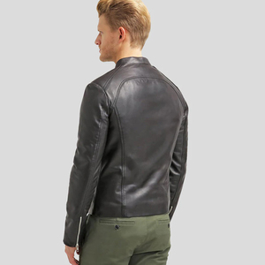 Veste de mode en cuir à manches longues pour hommes de haute qualité Meilleur prix Veste de travail à col montant Personnalisable Concevez votre propre style - Product Image 3