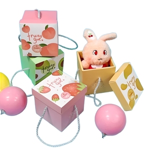 Caja de regalo para chica afrutada de tamaño personalizado con asa y tapa, embalaje de estilo elegante para envolver regalos (melocotón) - Product Image 5