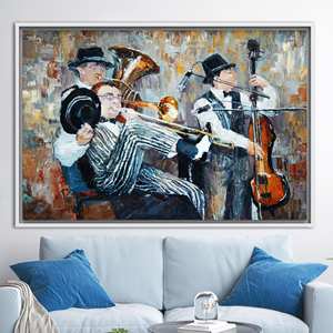 Toile imprimée Jazz : Art du violoncelle, Affiche de mode, Art mural musical, 1P : encadré blanc - Product Image 1